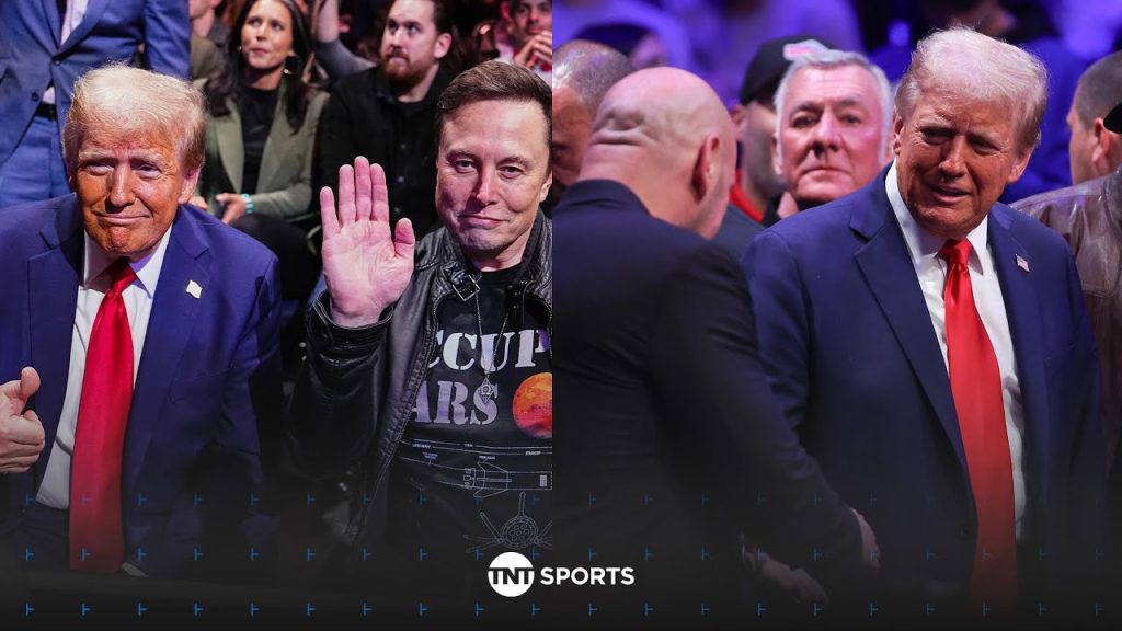 President-elect Donald Trump arrives at Madison Square Garden alongside Elon Musk #UFC309  ‍